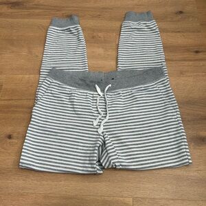 Banana Republic Gray and White Striped Pants